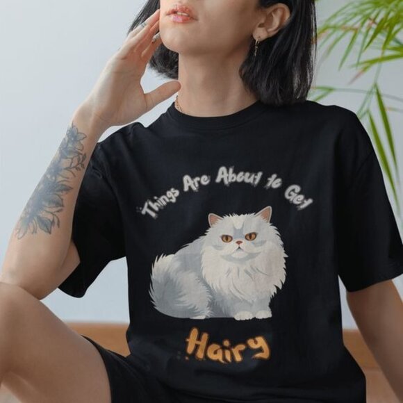 Funny Cartoon Cat Humor Unisex T-Shirt - Picture 1 of 3